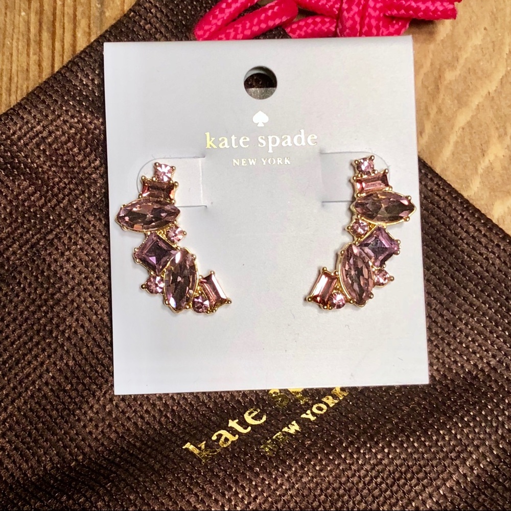 New ✨ Kate Spade Lilac Cluster Crawler Earrings - Picture 2 of 3